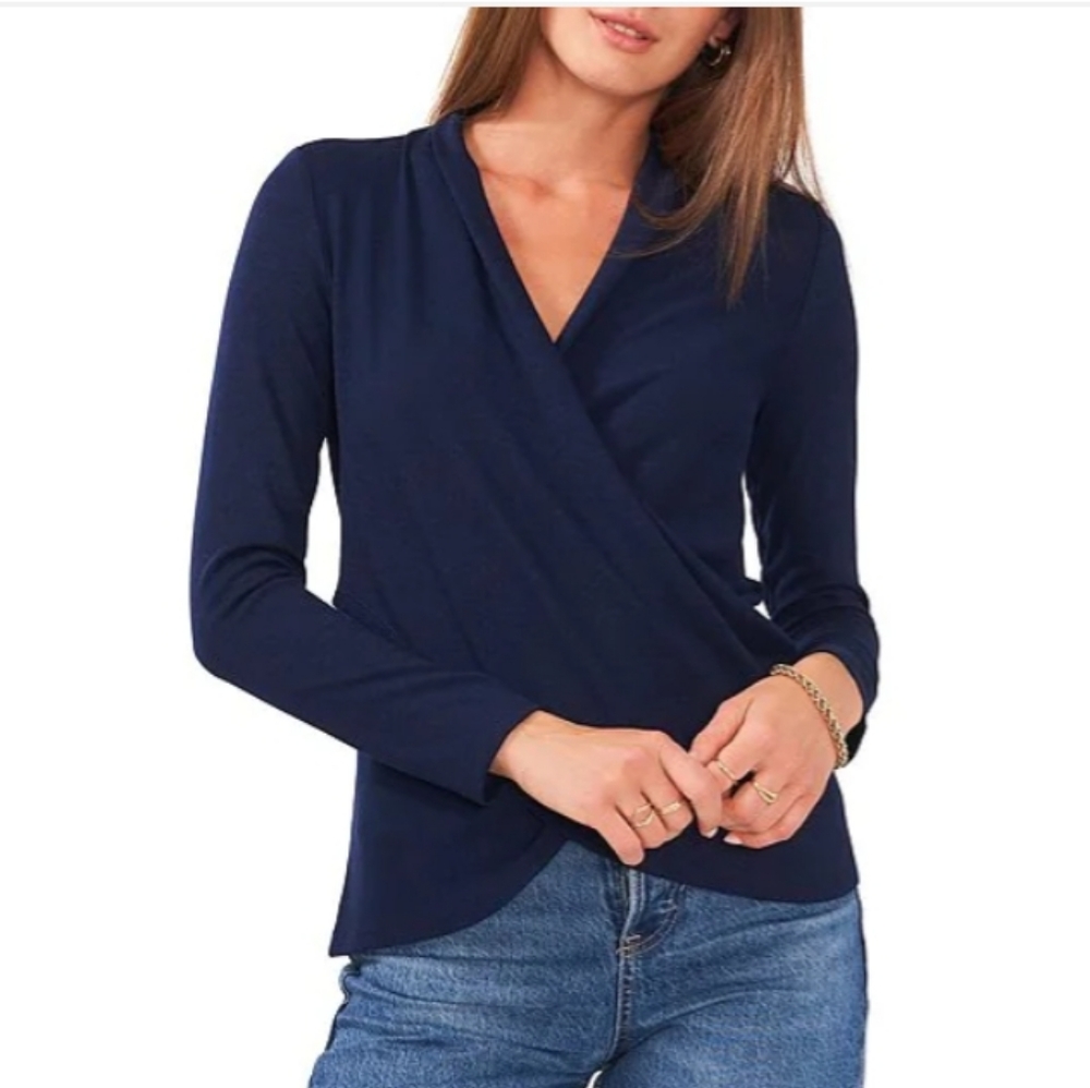 1. State V-Neck Long Sleeve Cross Front Top Sz M